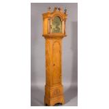 Ezekial Reed (Bridgewater, MA, late 18th century) carved tiger maple tall-case clock