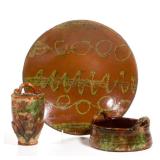 Fine 19th-century polychrome-decorated earthenware, including a Strasburg, VA figural wallpocket,...