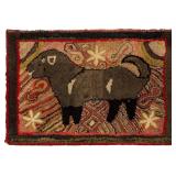 19th-century folk art figural hooked rug, 33" x 48", from a collection of hooked rugs