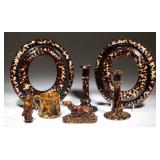 Good selection of Rockingham-glazed articles, including a rare pair of picture frames