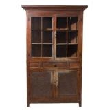 Rare Valley of Virginia, possibly Wythe Co., walnut corner cupboard with punched-tin panels...