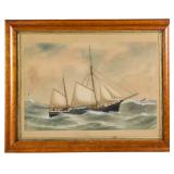 Reuben Chappell (British, 1870-1940) watercolor and gouache on paper ship painting of the bark...