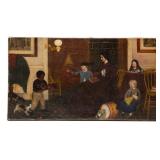 American School (19th century) oil on canvas richly detailed interior genre scene