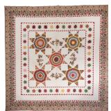 Important Baltimore, Maryland pieced and chintz appliqué quilt of monumental size, circa 1840