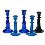 Sample of early colored flint candlesticks