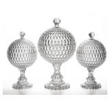 Bakewell Argus/Early Thumbprint 8" and 10" dia. globular compotes