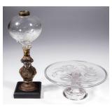 Unique Lily-of-the-Valley font lamp and rare Dragon cakestand