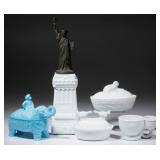 Large colleciton of milk glass