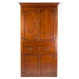 Southern, possibly Virginia or Kentucky, inlaid cherry corner cupboard,...
