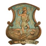 American folk art carved and painted pine Virginia state seal, 29" H, 24 ½" W , ex-collection...