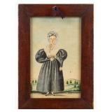 Jacob Maentel (1763-1863) watercolor and ink on paper portrait of a woman, 11" x 7" sight...