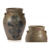 J. D. Heatwole cobalt-decorated two-gallon stoneware jar, bearing "1853" date and unrecorded ...