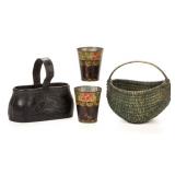 Wide array of baskets, boxes, and other accessories, including a rare Southern decorated leather...