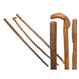 Good selection of carved folk art walking sticks and canes, including examples by Colonel Gabriel...