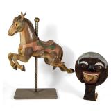 Carved and painted carousel horse and a carnival toss target, from an excellent selection of...