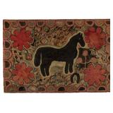 Fine late19th-century American folk art hooked rug of impressive size, 50" x 75" overall