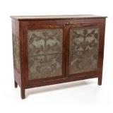 Wythe Co., VA painted poplar and yellow pine punched-tin-paneled food/pie safe,...
