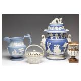 English Wedgwood and Staffordshire jasperware ceramics in ornate forms and colors from the...