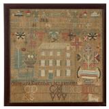 American, probably Pennsylvania or Ohio, pictorial needlework sampler (dated 1810), silk threads...