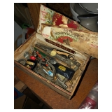 Vintage Cigar Box with vintage misc.