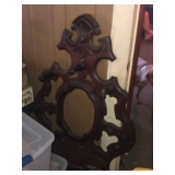 Vintage Wooden Hall Tree-Mirror back has newspaper from Germany dated mid-1800
