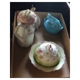 R.S. Prussia butter dish and other items