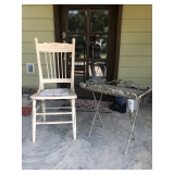 Chair and small metal table