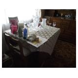 DROP LEAF TABLE, FOUR CHAIRS