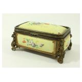Lot 9: 19th/20th Century Bronze & Enamel Footed Box 