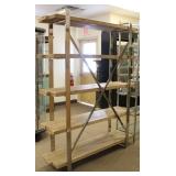 Lot 115: Modern Chrome & Rustic Wood Etagere 