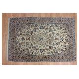 Lot 196: Qum Silk & Wool Beige & Ivory Rug/Carpet 