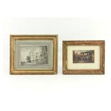 Lot 489: 2 European 19th Century Watercolors 
