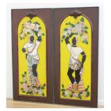 Lot 501: Pair Reverse Paintings on Glass of Nubians 