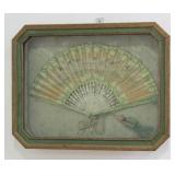 Lot 513: Antique Hand Painted Fan in Frame 