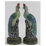 Lot 555: Pair Chinese Porcelain Bird of Paradise Figures 