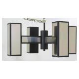 Lot 661: Modern X-Form Black Metal & Mirrored Chandelier