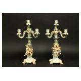 Lot 31: Pair Meissen Porcelain Figural 4-Light Candelabra 