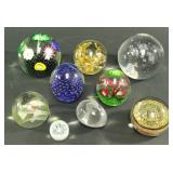Lot 91: Lot of 9 Glass Paperweights 