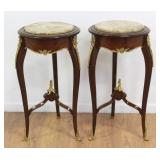 Lot 118: Pair Marble Top End Tables with Bronze Ormolu 