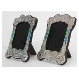 Lot 152: Pair Art Nouveau Style Silver & Enamel Frames 