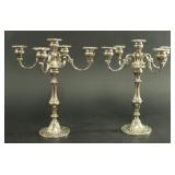 Lot 162A: Pair Sterling Silver 5-Light Gorham Candelabra 