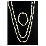 Lot 212: 2 Sets Pearls Necklaces & 1 Bracelet 