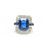 Lot 227: 14K Yellow Gold Diamond & Sapphire Ring 