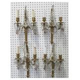 Lot 291: Attrib. to Caldwell Set 4 Bronze & Crystal Sconces 