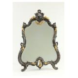 Lot 332: Partially Gilded Bronze Silverplated Table Mirror 