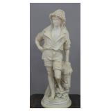 Lot 338: Italian 19th C. Alabaster Figure, Young Fisherman 
