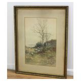 Lot 481: Carl Weber, Landscape with Sheep & Tree 