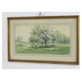 Lot 482: Carl Weber, Sheep Under Flowering Tree 