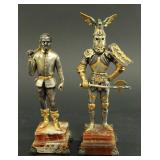 Lot 520: Silvered & Gilt Bronze Figures, Squire & Knight 