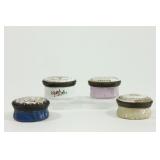 Lot 526: 4 English 18th Century Battersea Patch Boxes 